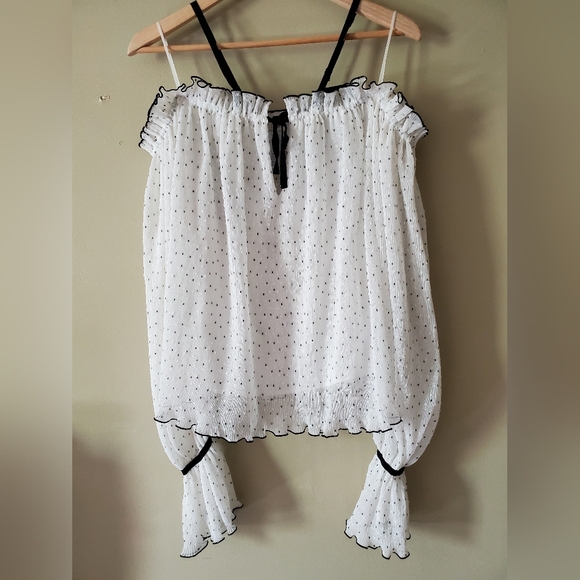 Alice McCall Picture This Blouse Crepe Pleated Cold Off Shoulder Size 4 - Picture 2 of 8